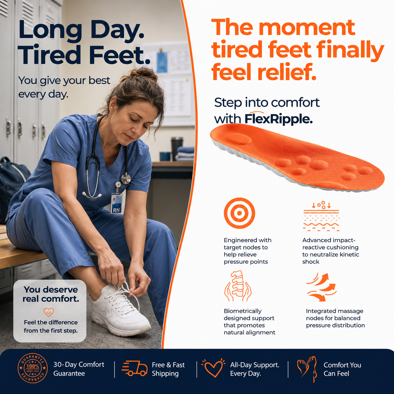 FlexRipple Massage Insoles for All-Day Foot Comfort